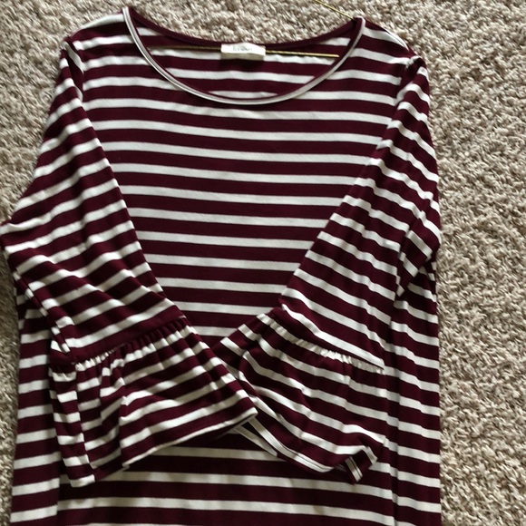 Les amis 3/4 sleeve cranberry and cream dress - Picture 4 of 4